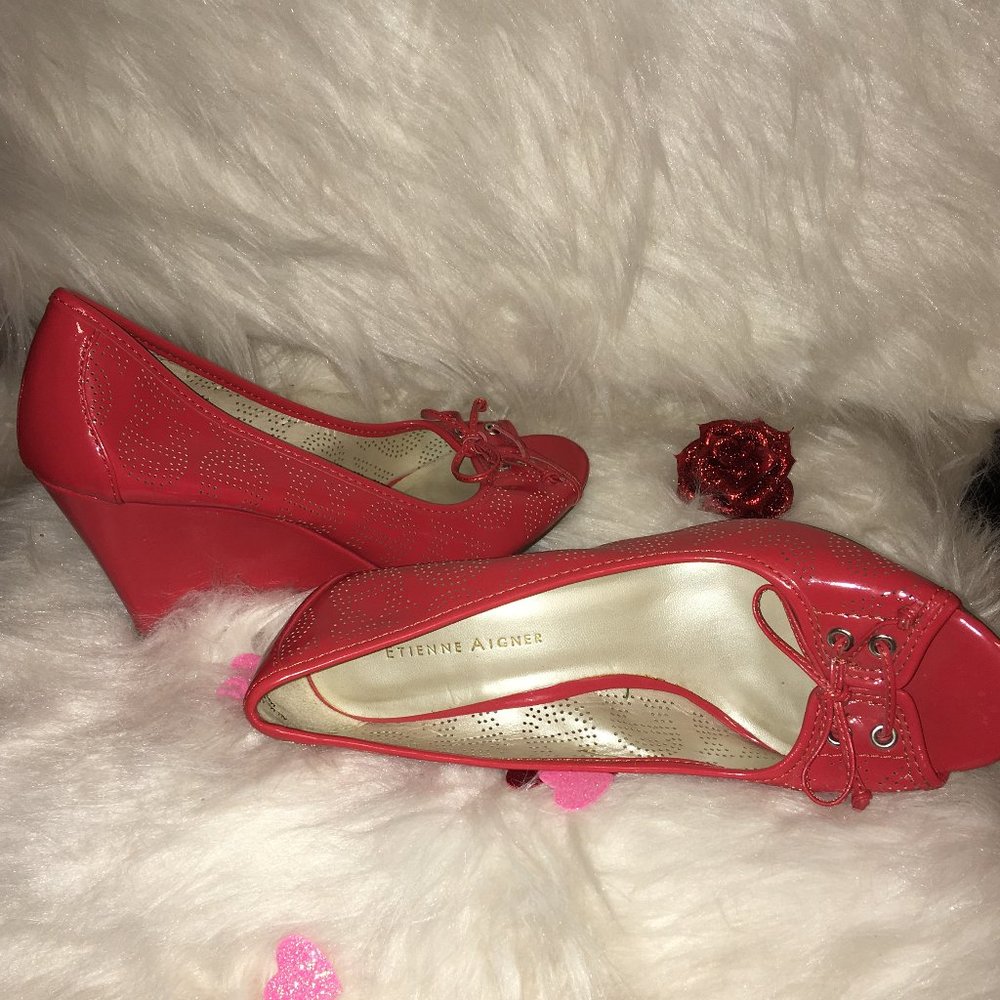 Etienne Aigner Orange Pippa Wedge Heels
